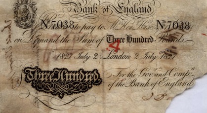300 British Pounds banknote - white note