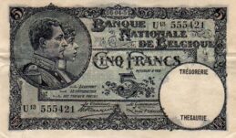 5 Belgian Francs banknote - Série Nationale