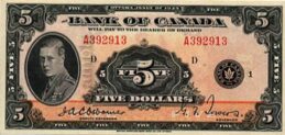 5 Canadian Dollars banknote - Edward Prince of Wales series 1935