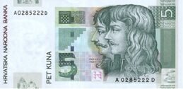 5 Croatian Kuna banknote series 2001