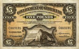 5 Gibraltar Pounds banknote - Rock of Gibraltar series
