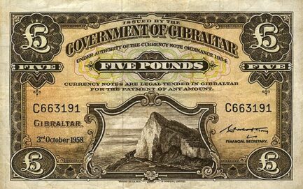 5 Gibraltar Pounds banknote - Rock of Gibraltar series