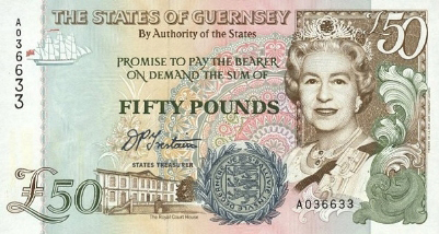 50 Guernsey Pounds banknote - Royal Court House