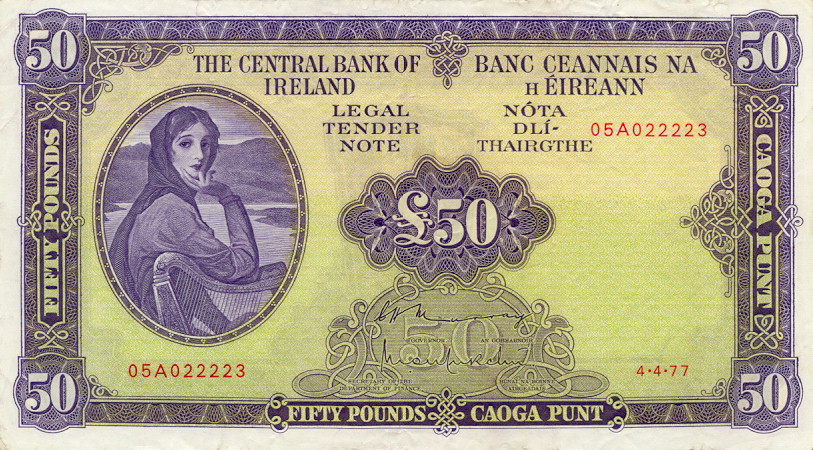 50 Irish Pounds banknote - Lady Hazel Lavery