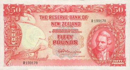 50 New Zealand Pounds banknote - James Cook