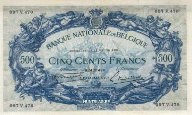 500 Belgian Francs banknote - type 1887