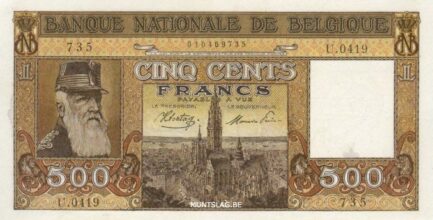 500 Belgian Francs banknote - type Dynastie