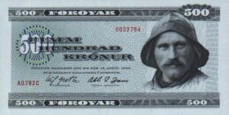 500 Faroese Kronur banknote - Fisherman