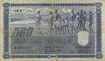 500 Finnish Markkaa banknote - 1945