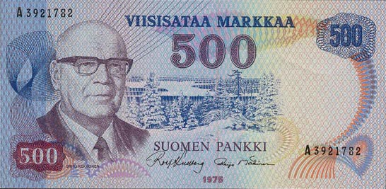 500 Finnish Markkaa banknote - Urha Kaleva Kekkonen