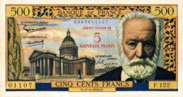 500 French Francs (5 Nouveaux Francs) banknote - Victor Hugo