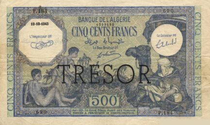 500 French Francs banknote - Banque de l'Algerie
