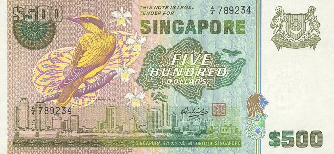 500 Singapore Dollars banknote - Bird series