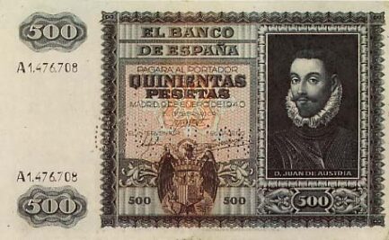 500 Spanish Pesetas banknote - John of Austria