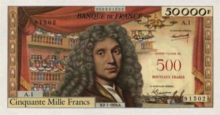 50000 French Francs (500 Nouveaux Francs) banknote - Molière