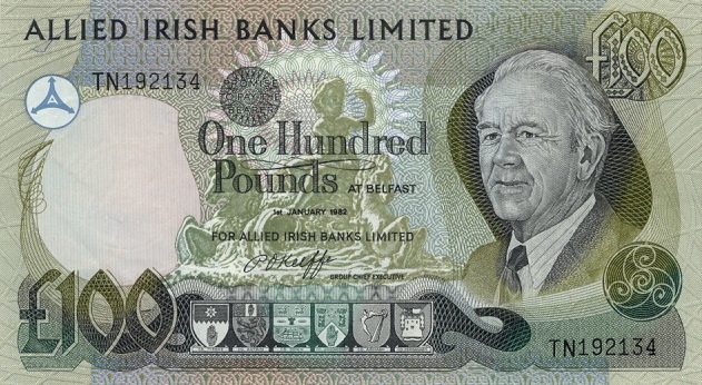 Allied Irish Banks Limited 100 Pounds banknote - Mature man