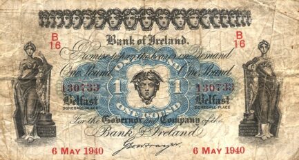 Bank of Ireland 1 Pound banknote - Hibernia