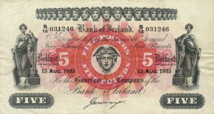 Bank of Ireland 5 Pounds banknote - Hibernia