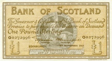 Bank of Scotland 1 Pound banknote - 1945-1953 series