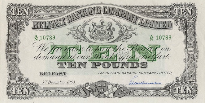 Belfast Banking Company 10 Pounds banknote