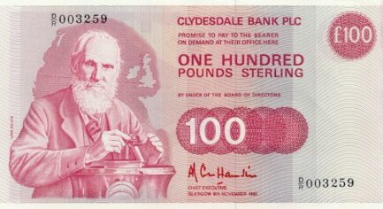 Clydesdale Bank 100 Pounds banknote - 1985-1991 series