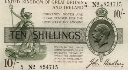 HM Treasury Ten Shillings banknote - St George and dragon