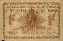 HM Treasy One Shilling banknote - King George V