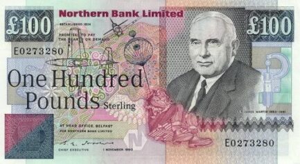 Northern Bank 100 Pounds banknote - series 1990