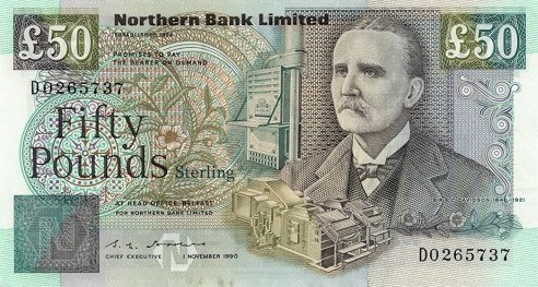 Northern Bank 50 Pounds banknote - series 1990