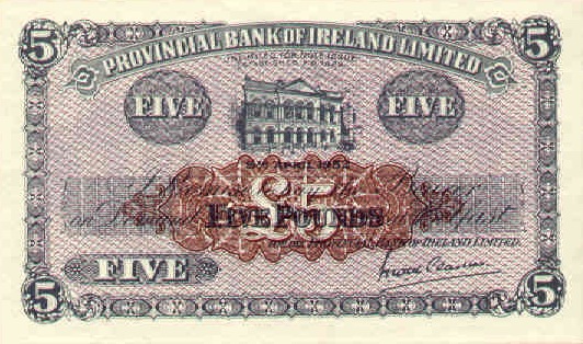 Provincial Bank of Ireland Limited 5 Pounds banknote - Britannia and Hibernia