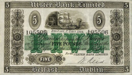 Ulster Bank Limited 5 Pounds banknote - series 1929-1956