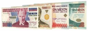 Obsolete old Turkish Lira 1970-2004