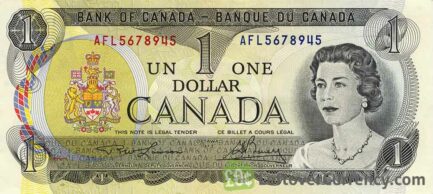 1 Canadian Dollar banknote series 1974 Scenes of Canada