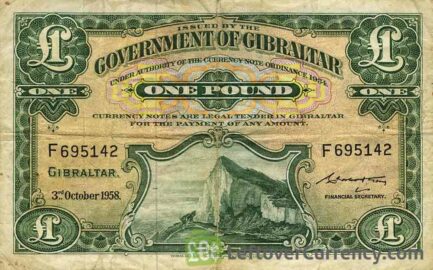 1 Gibraltar Pound banknote (Rock of Gibraltar series)