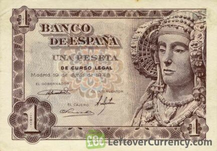 1 Spanish Peseta banknote (Dame of Elche)