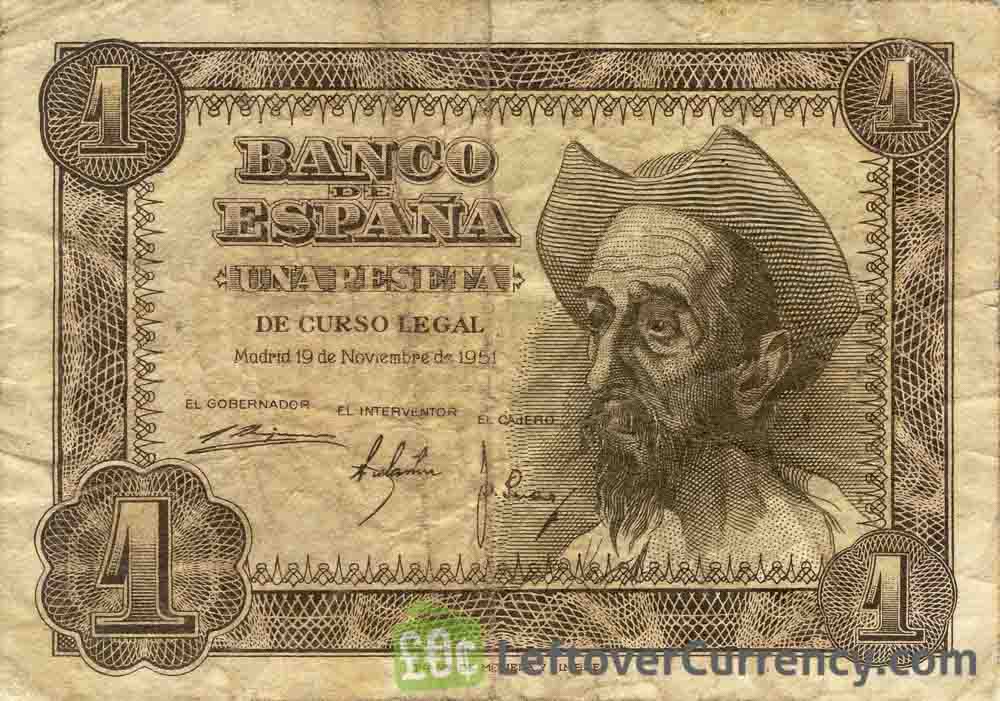1 Spanish Peseta banknote (Don Quijote)