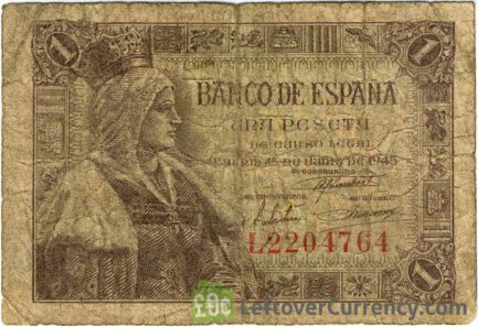 1 Spanish Peseta banknote (Isabel la Catolica)