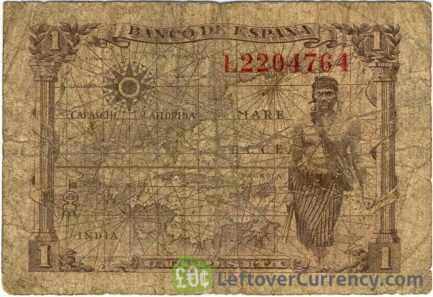 1 Spanish Peseta banknote (Isabel la Catolica)