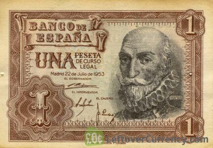 1 Spanish Peseta banknote (Marques de Santa Cruz)