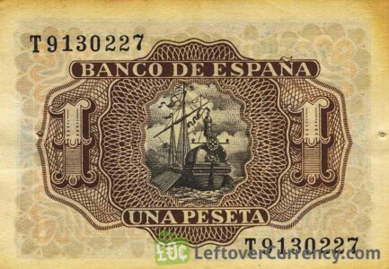 1 Spanish Peseta banknote (Marques de Santa Cruz)