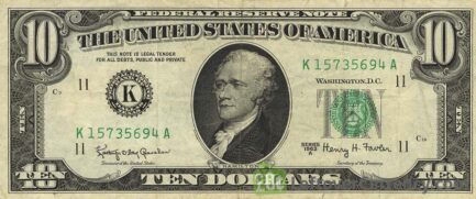 10 American Dollars banknote series 1963