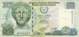 10 Cypriot Pounds banknote series 1997