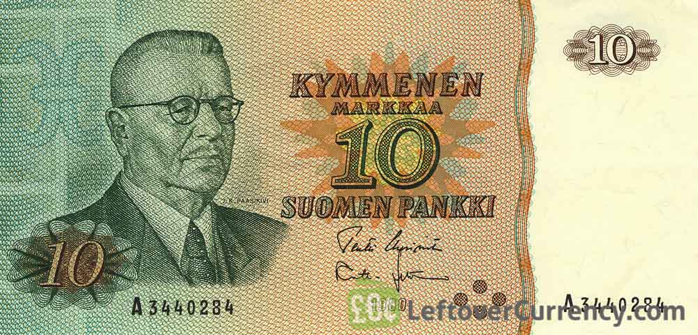 10 Finnish Markkaa banknote (Juho Kusti Paasikivi 1980)