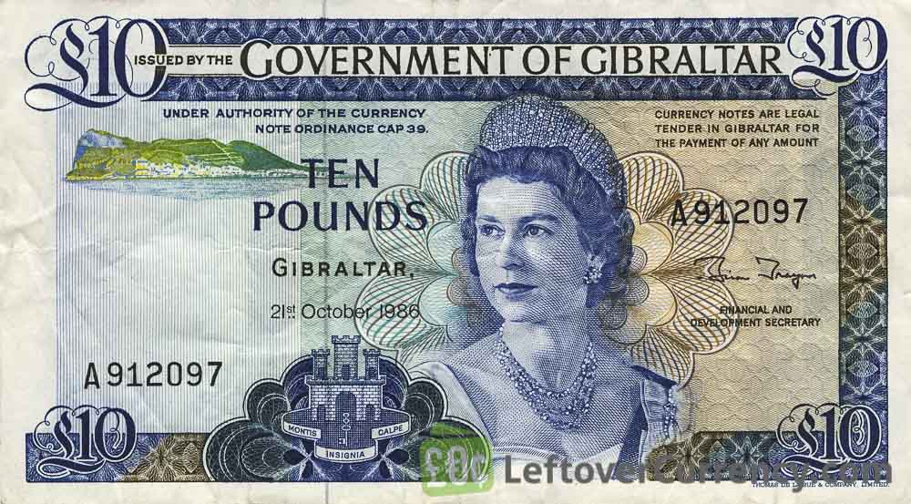 10 Gibraltar Pounds banknote (Governor's house)