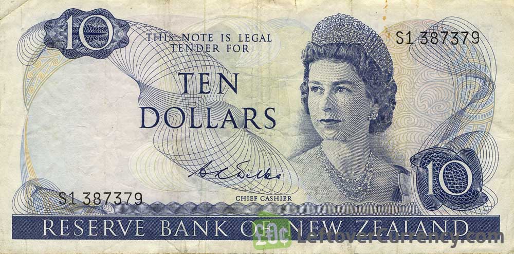 10 New Zealand Dollars banknote series 1967