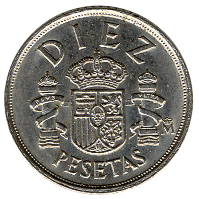 10 Spanish Pesetas coin