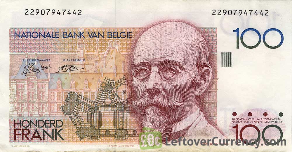 100 Belgian Francs banknote (Hendrik Beyaert)