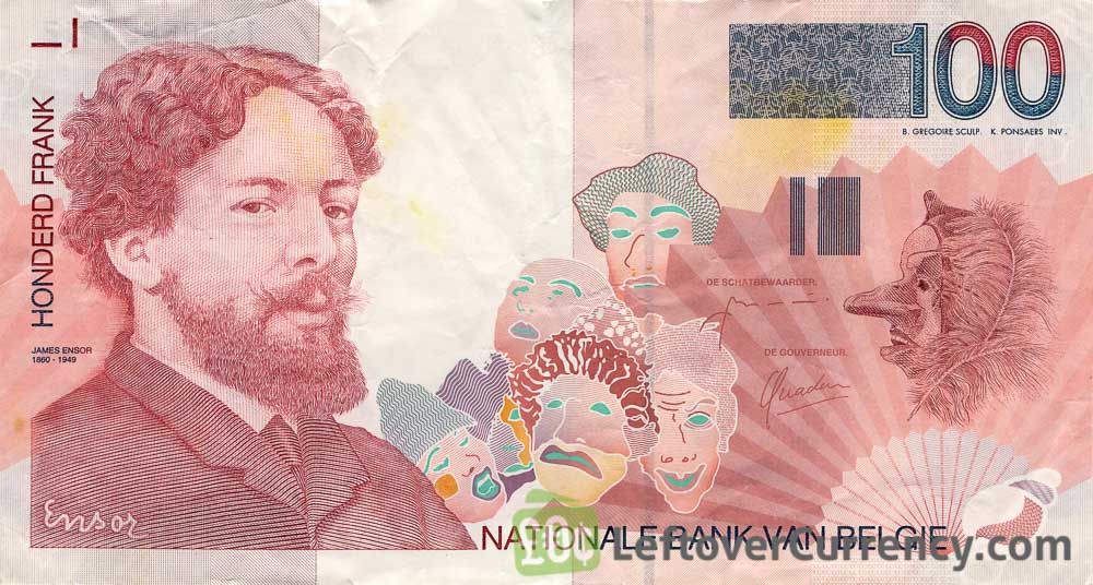 100 Belgian Francs banknote (James Ensor)