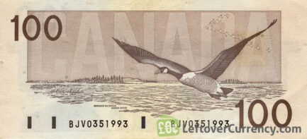 100 Canadian Dollars banknote series 1990 Birds of Canada