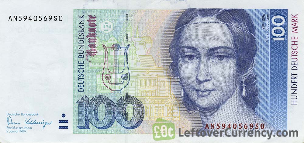 100 Deutsche Marks banknote (Clara Schumann)